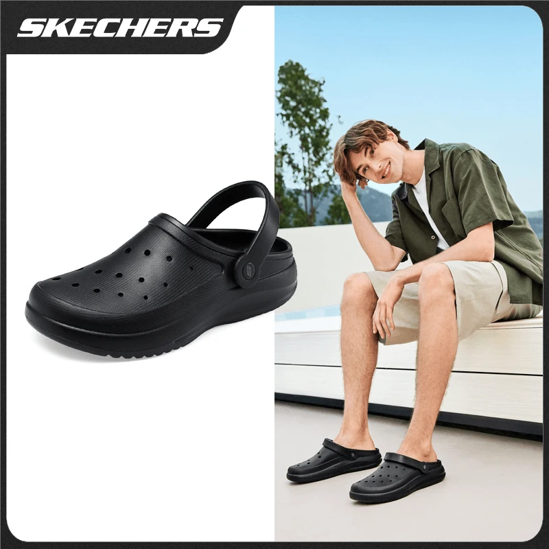 斯凯奇男鞋夏季户外沙滩鞋舒适透气洞洞鞋外穿软底凉拖鞋243250