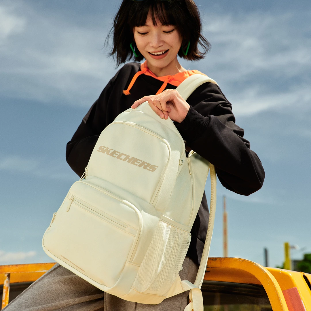 斯凯奇官方男女款轻便多功能电脑包学生书包大容量双肩包L323U095