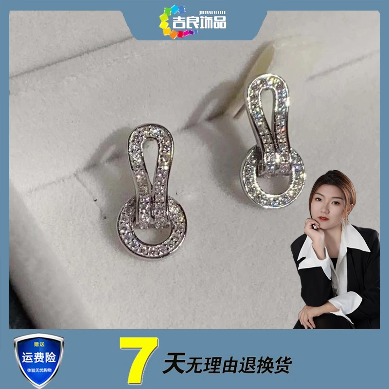 925银合成锆石耳饰 01036 韩版马蹄扣s925银合成立方氧化锆耳钉