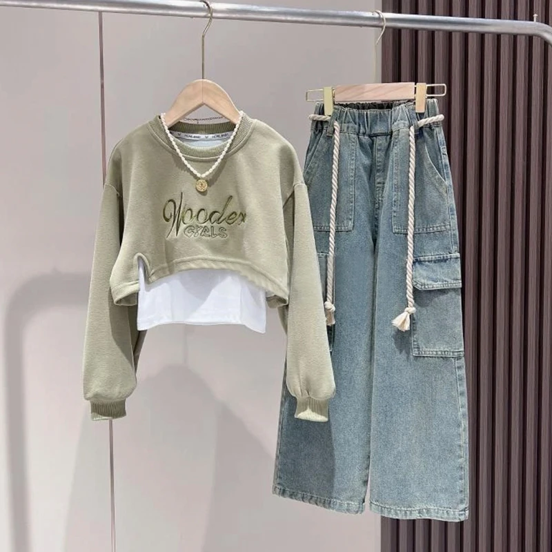 女大童春装2025新款网红女童春秋洋气时髦裤子两件套儿童卫衣套装