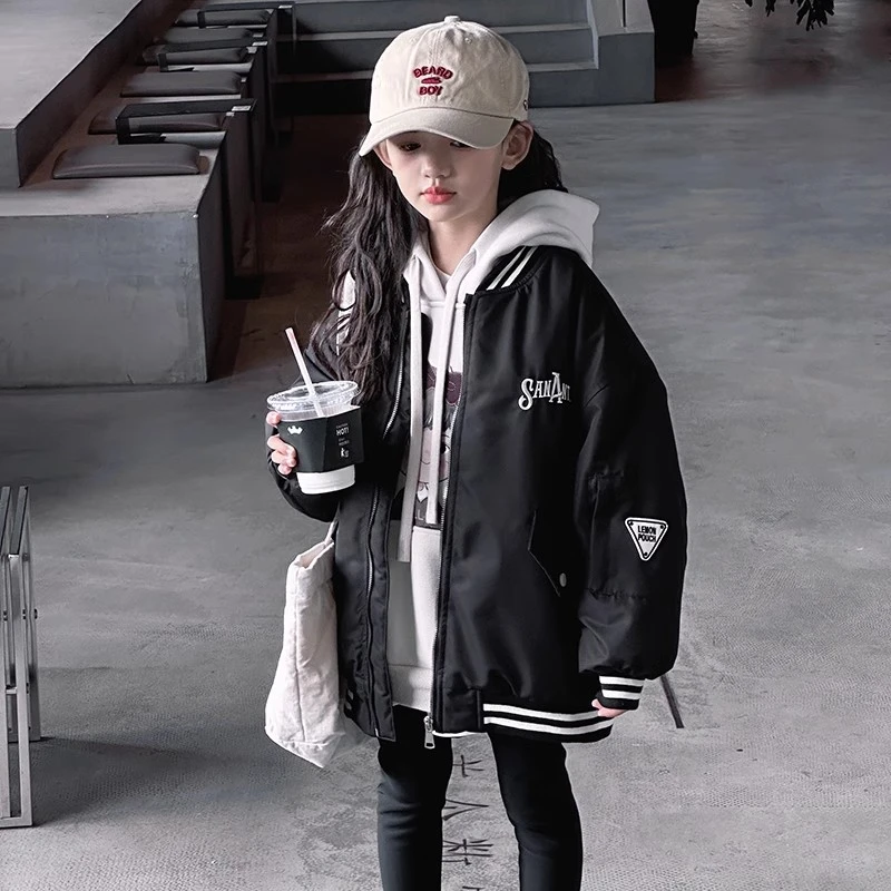 女童外套春季2025新款洋气大童时髦春秋款儿童秋装时尚潮童棒球服