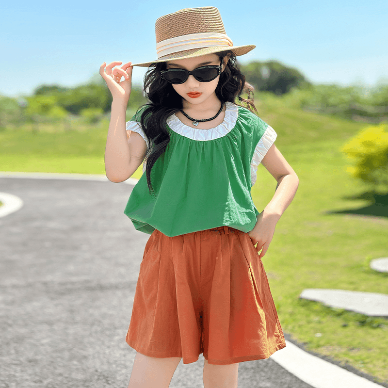 女童夏装2024新款洋气时髦套装儿童夏季大童女孩网红炸街森系穿搭