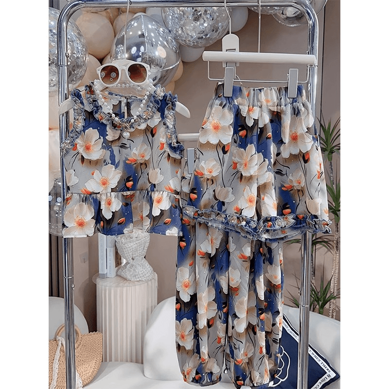 女童时髦套装夏季2024新款潮儿童休闲夏装薄款女孩时尚三件套洋气