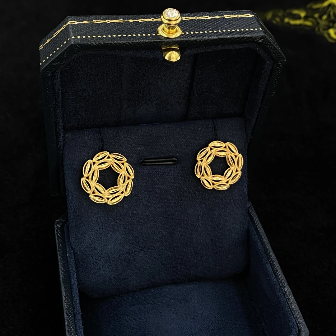 304 高配黄色经典麦穗拼接耳钉多样性发货