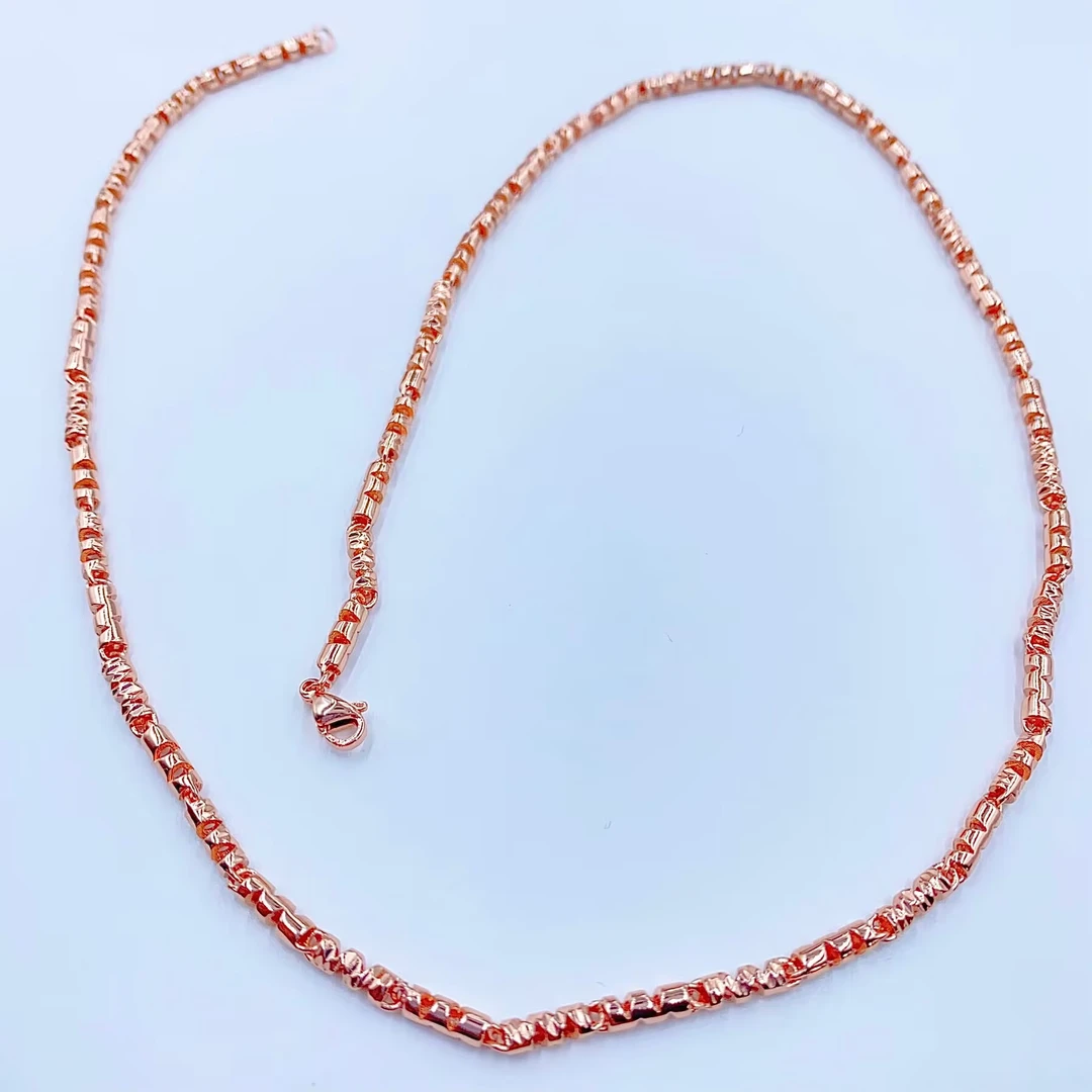 项链 5018精美玫瑰色圆柱雕刻项链多样性发货
