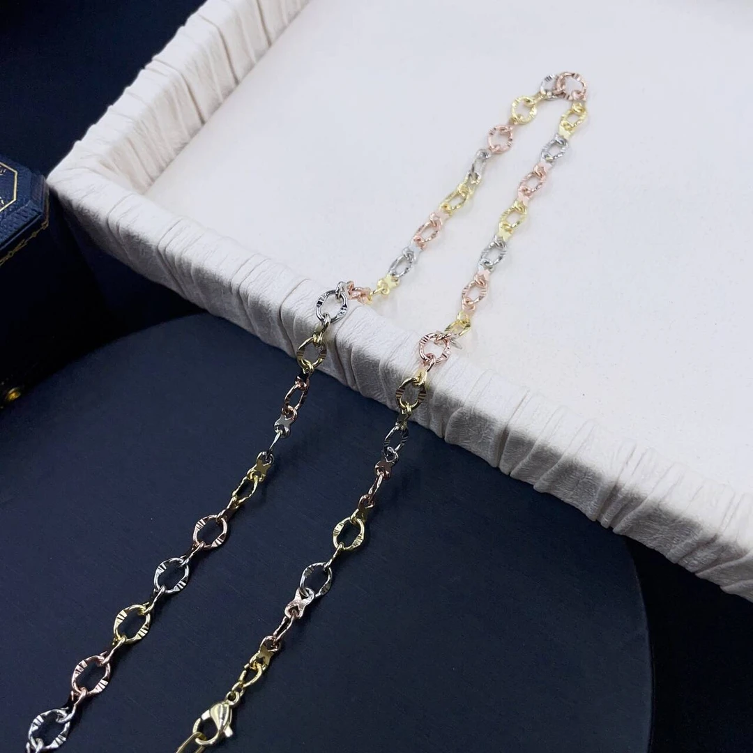 项链 意式三彩色压纹嘴唇链多样性发货-1673