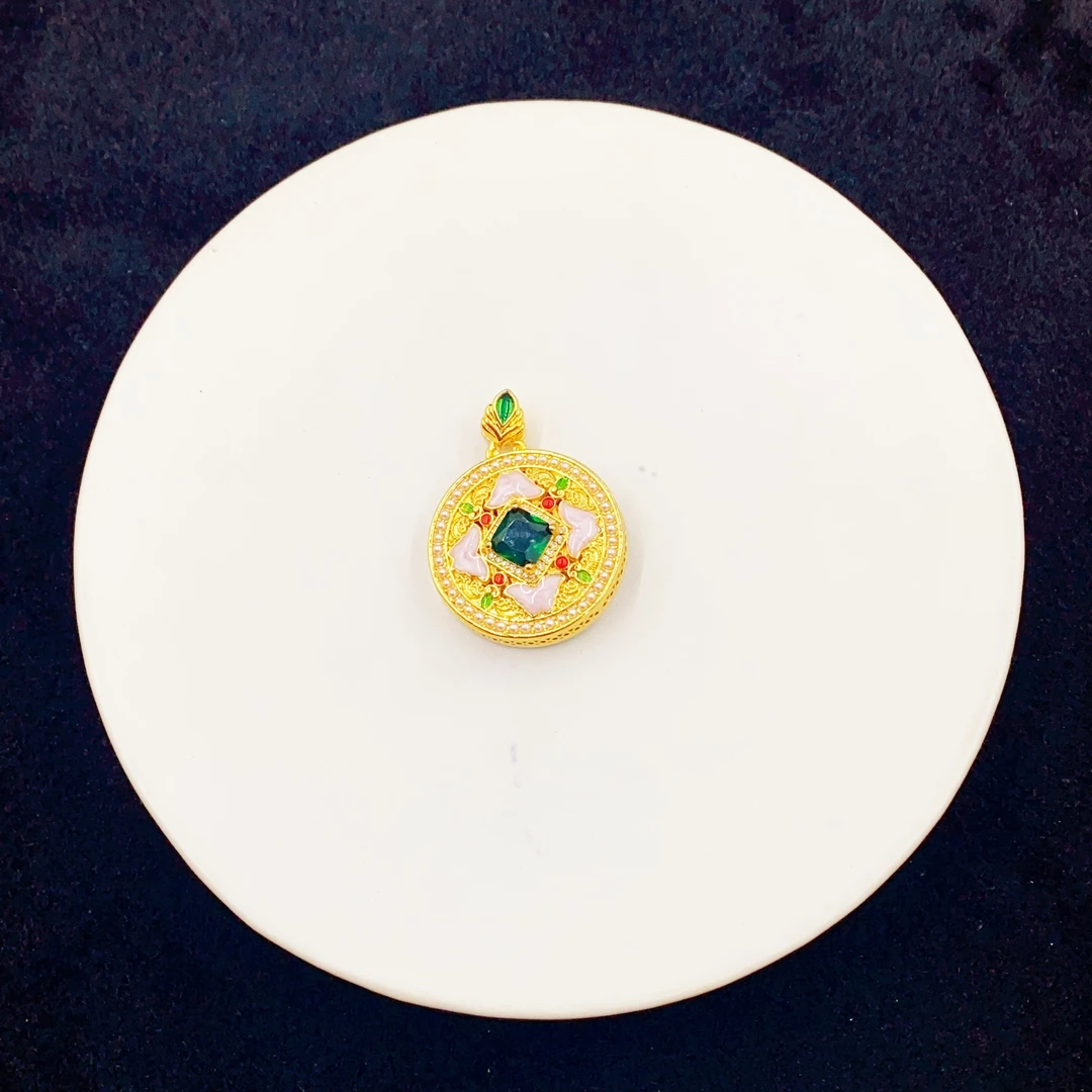 2048 高配黄色镶嵌同心圆吊坠多样性发货