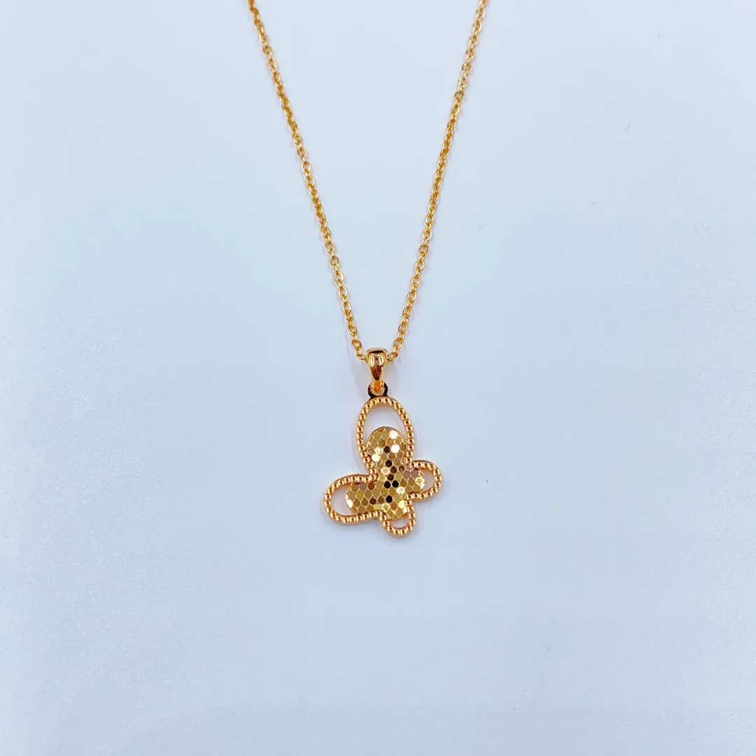 吊坠 精美香槟色龙鳞纹蝴蝶吊坠链多样性发货-544