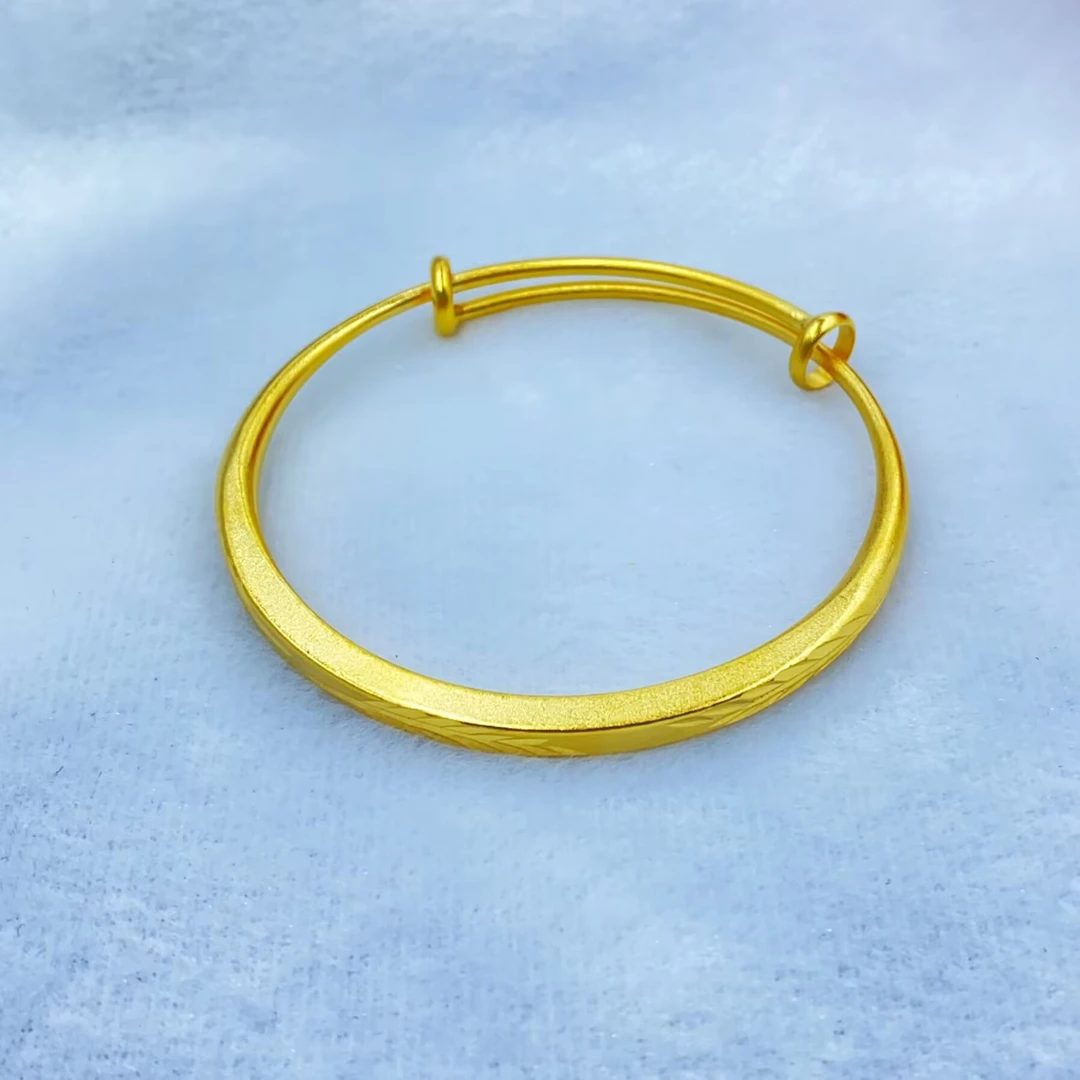 2305 高配黄色雕刻竹叶推拉手镯多样性发货