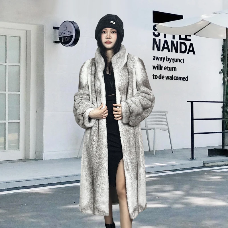 「豪门千金」半抽进口整貂天鹅绒女十字小母貂水貂皮草立领大衣