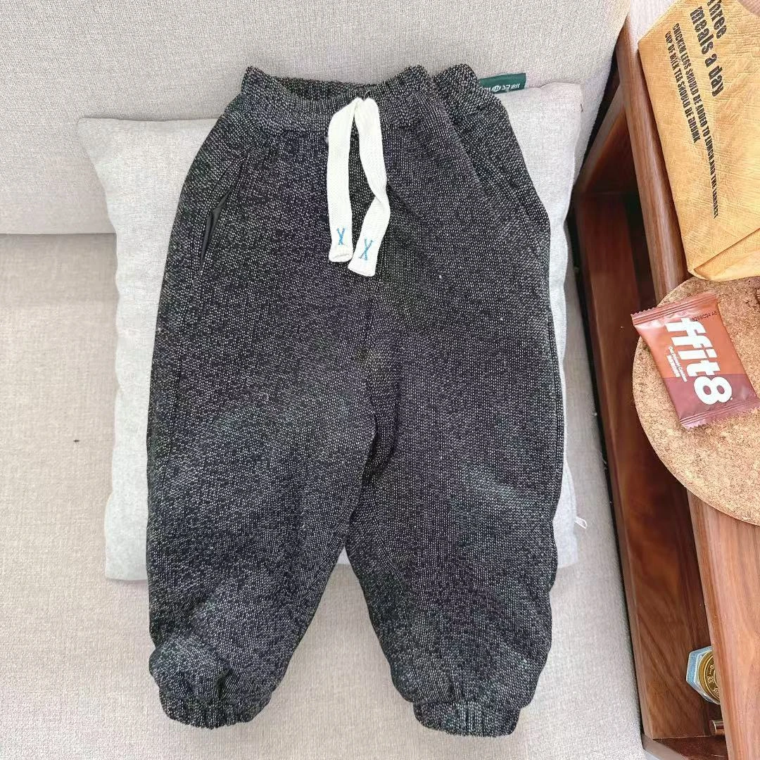 【JMJQ 231100】秋冬韩版加厚棉裤花纱黑防寒保暖夹棉束脚长裤