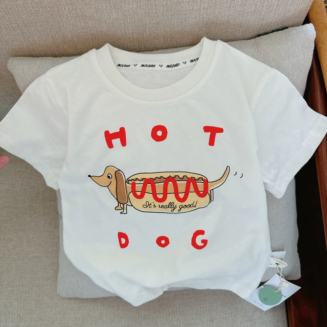 【JMJQ 20610】夏季新款儿童卡通小狗印花套头短袖