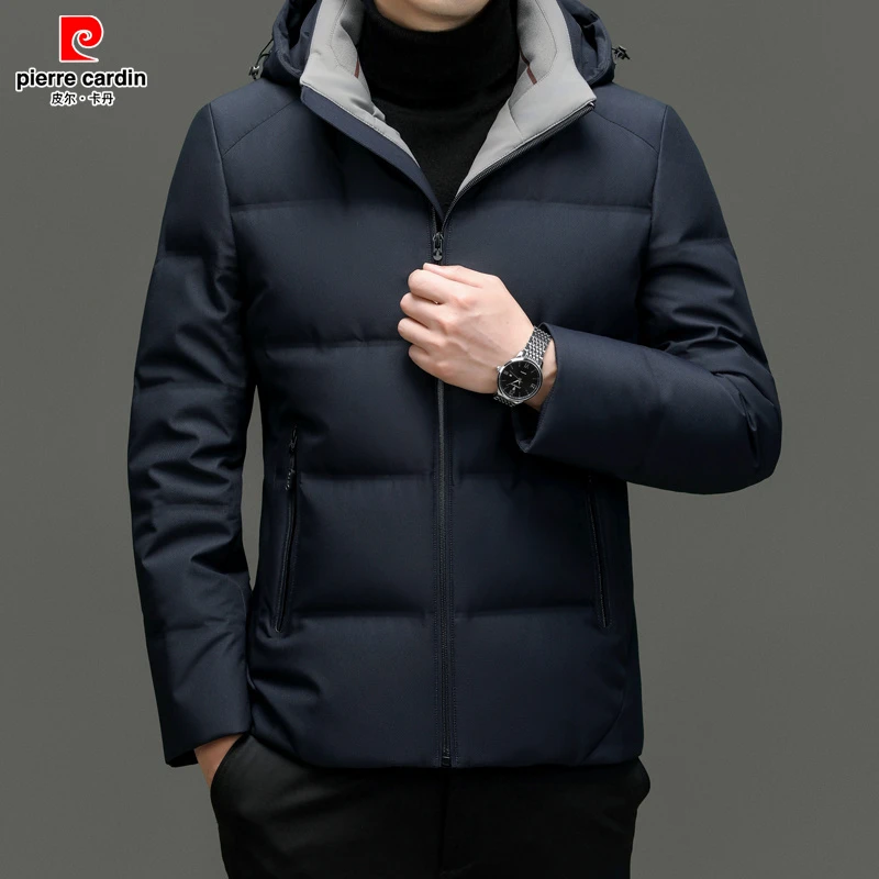 皮尔卡丹2025冬季新款男士羽绒服御寒连帽高端鹅绒服外套防寒服男