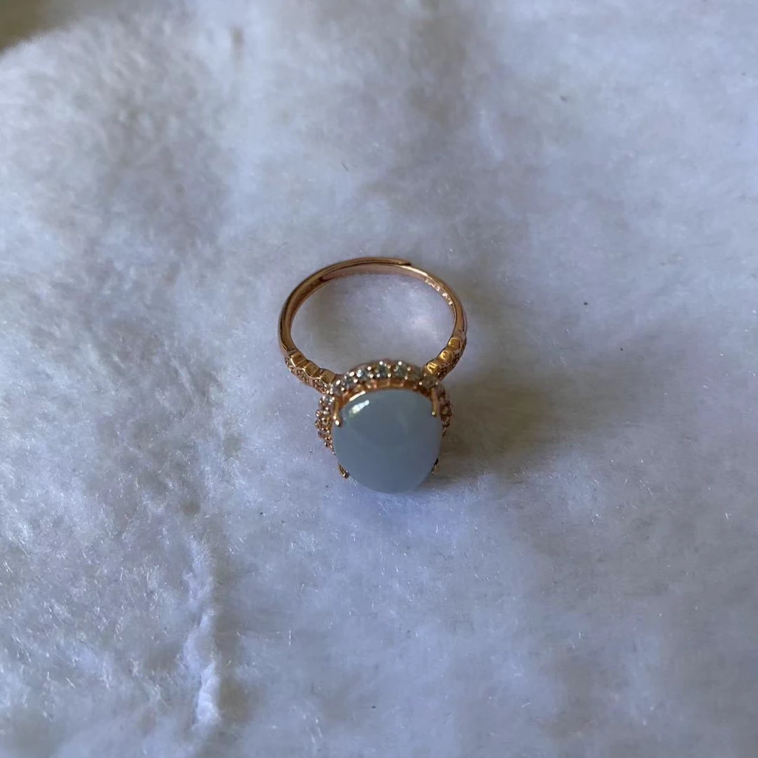 天然翡翠戒面紫罗兰大气时尚戒指