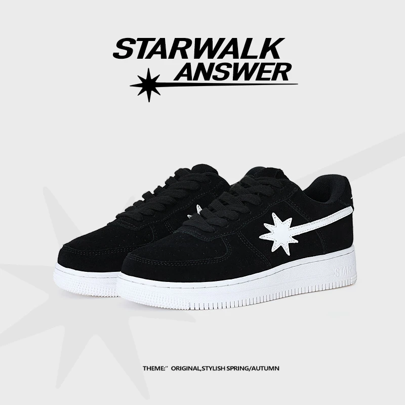 STAR WALK ANSWER空军黑色板鞋ins潮鞋冬季新款超火百搭男鞋低帮