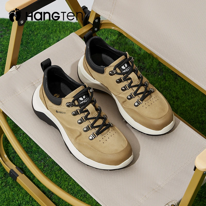 HANGTEN欢腾2024秋冬新款真皮女鞋户外百搭防滑时尚ins运动休闲鞋