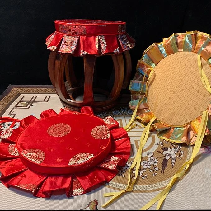 红木凳子套罩圆形中式鼓凳坐垫裙边古筝凳子实木椅垫座垫海绵定做