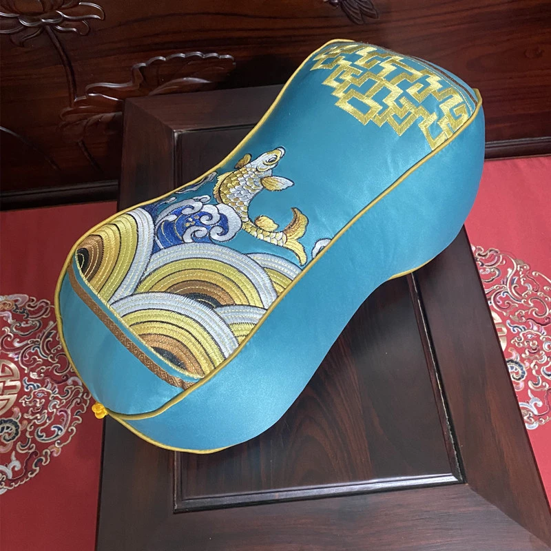 古典小手枕办公室休息午睡艾绒枕中式古风腰枕吉祥抱枕养生花生枕