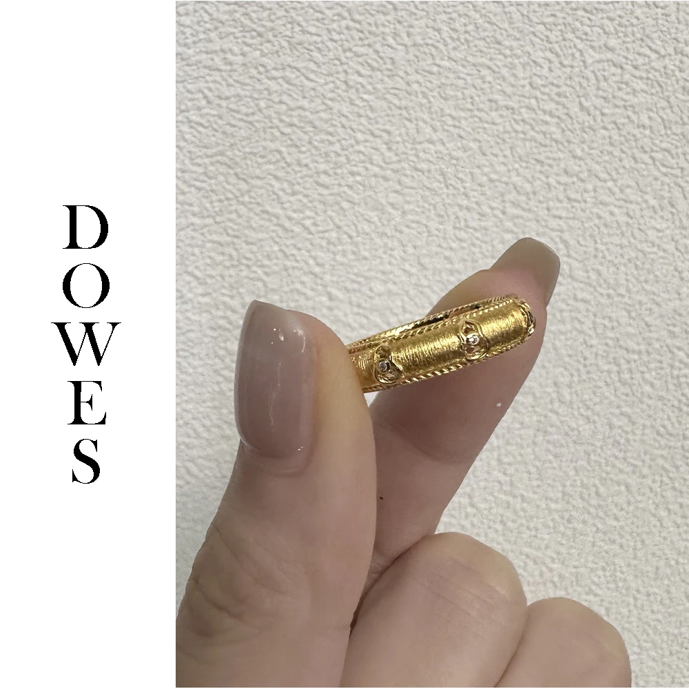 DOWES 925银合成锆石戒指 金色拉丝戒指