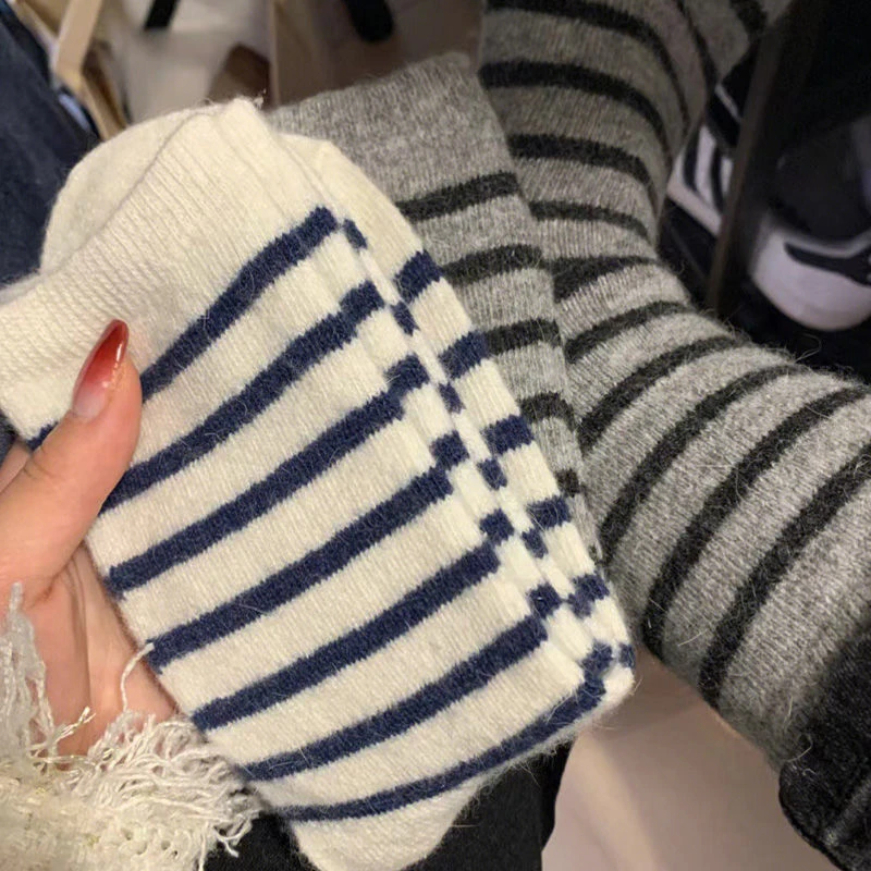 厚条纹袜子女厚厚的中筒条纹袜ins韩版梦中情袜秋冬冬季保暖加厚