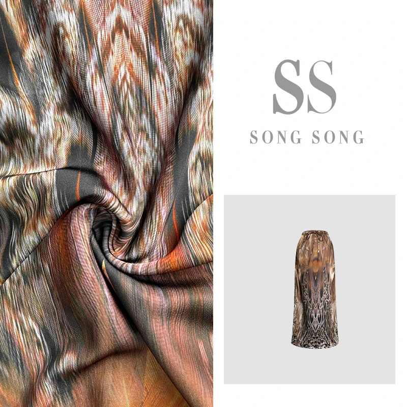 SONG-原创新款【日落金山】气质时尚印花显瘦百搭高级轻奢半身裙