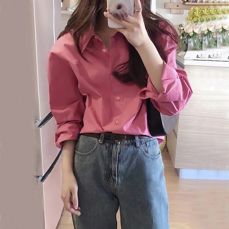 长袖高级感衬衫女款外穿独特漂亮的气质粉色小众设计感上衣
