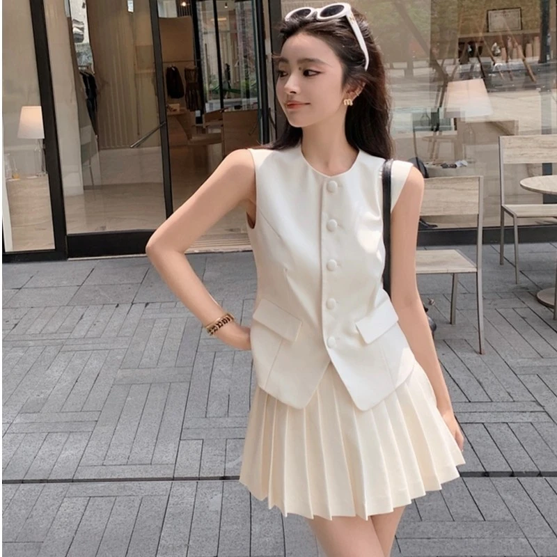 【徐媛媛】“Di*r风奢级马甲两件套”高級骨感面料重工时尚套装