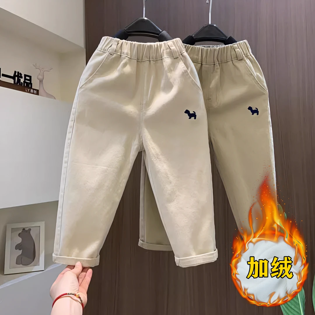 男童加绒弹力棉布裤秋冬新款裤子宝宝洋气休闲裤儿童秋装帅气长裤