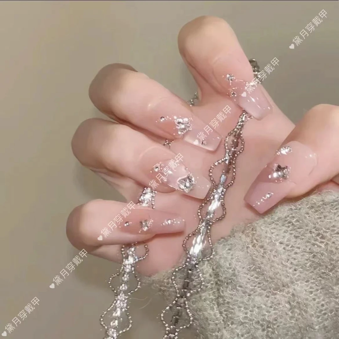 如梦初醒纯手工光疗美甲贴果冻贴片指甲穿戴甲美白简约梯形