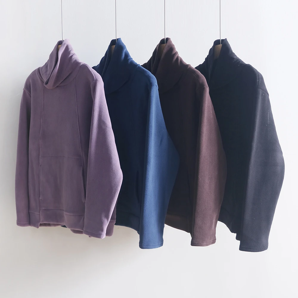 复古奥粒绒堆堆高领套头卫衣 宽松袋鼠口袋保暖长袖打底上衣 382