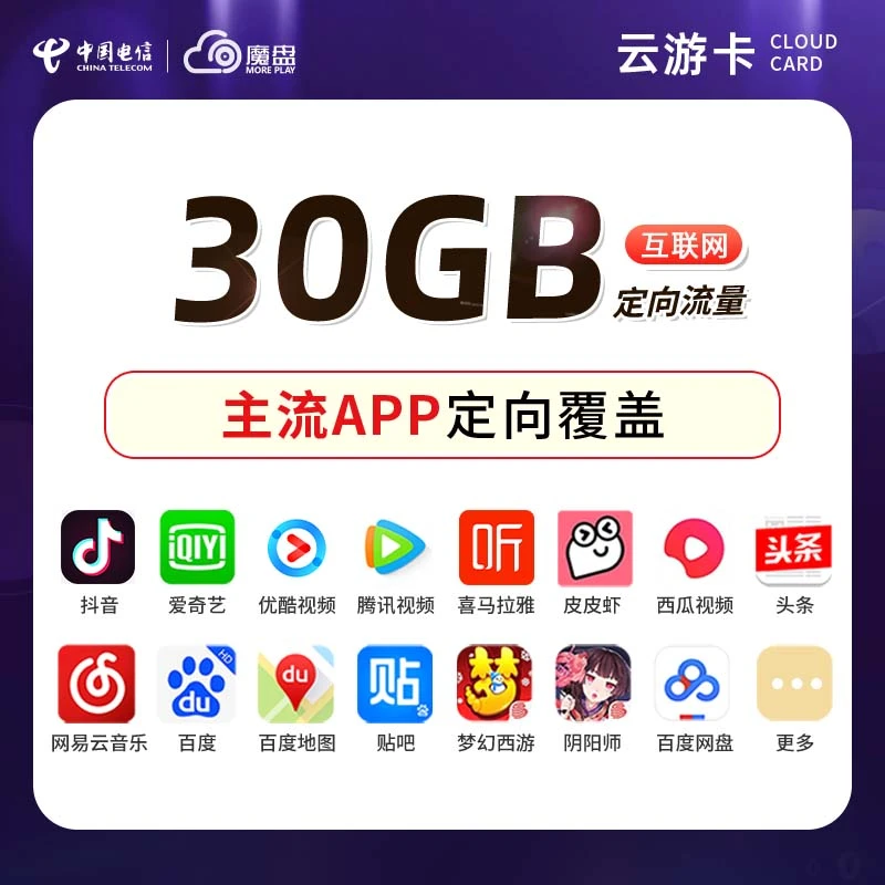 四川用户专享电信云游卡电话号卡流量卡