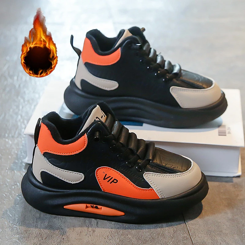 男鞋男童加绒运动鞋学生韩版冬鞋男孩加棉休闲鞋阿甘鞋2023冬新款