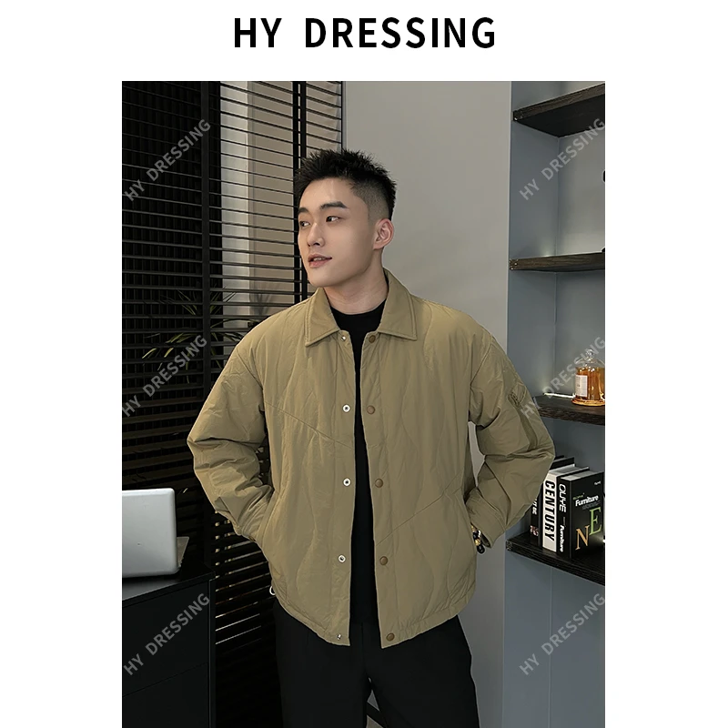 【HY穿搭】秋冬轻薄羽绒服男青年宽松夹克拉链短款百搭潮流外套8612