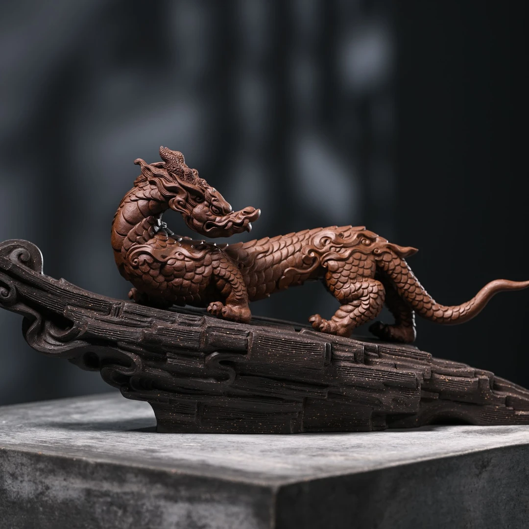 【青御】原创设计 紫砂雕塑茶宠摆件 吉柏年手工精修 虬龙 创意茶道