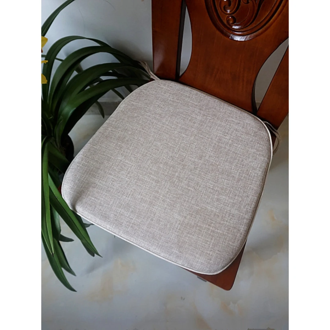 中式马蹄形坐垫高密度海绵温沙椅垫纯色梯形餐椅垫亚麻可定制logo