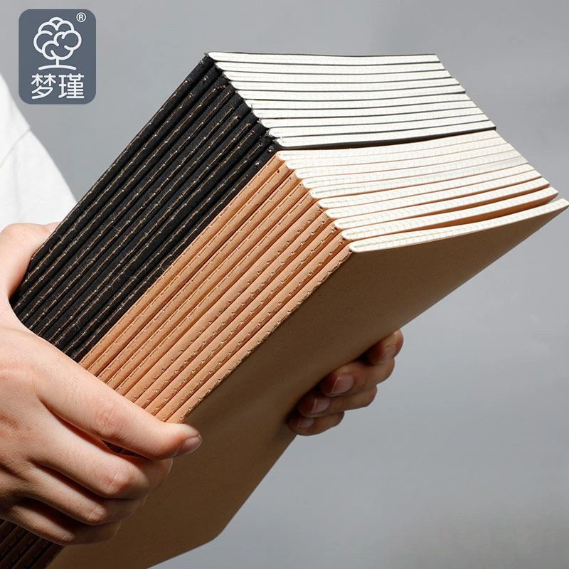 16k简约笔记本大学生黑卡纸牛皮本车线本b5大本子横线方格练习本