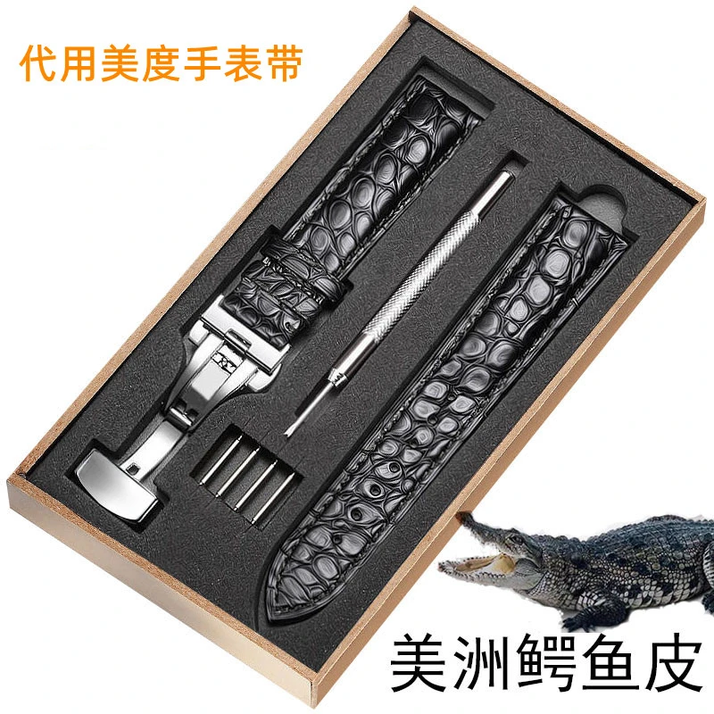 适用美度鳄鱼皮表带MIDO贝伦赛丽M8600指挥官舵手M7600男真皮表链
