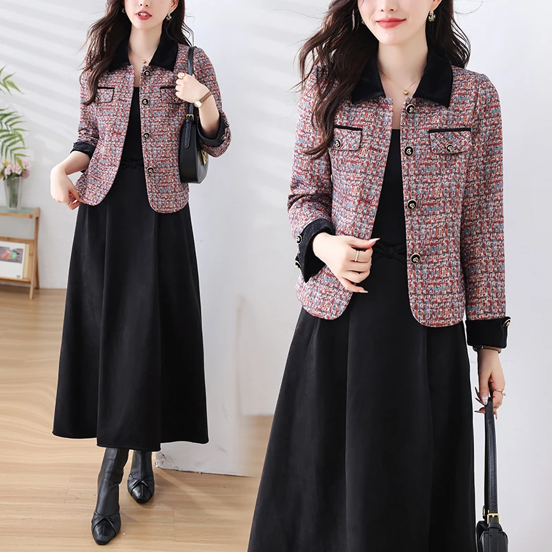 小香风短款外套女秋冬新款设计感小个子减龄妈妈百搭修身开衫上衣