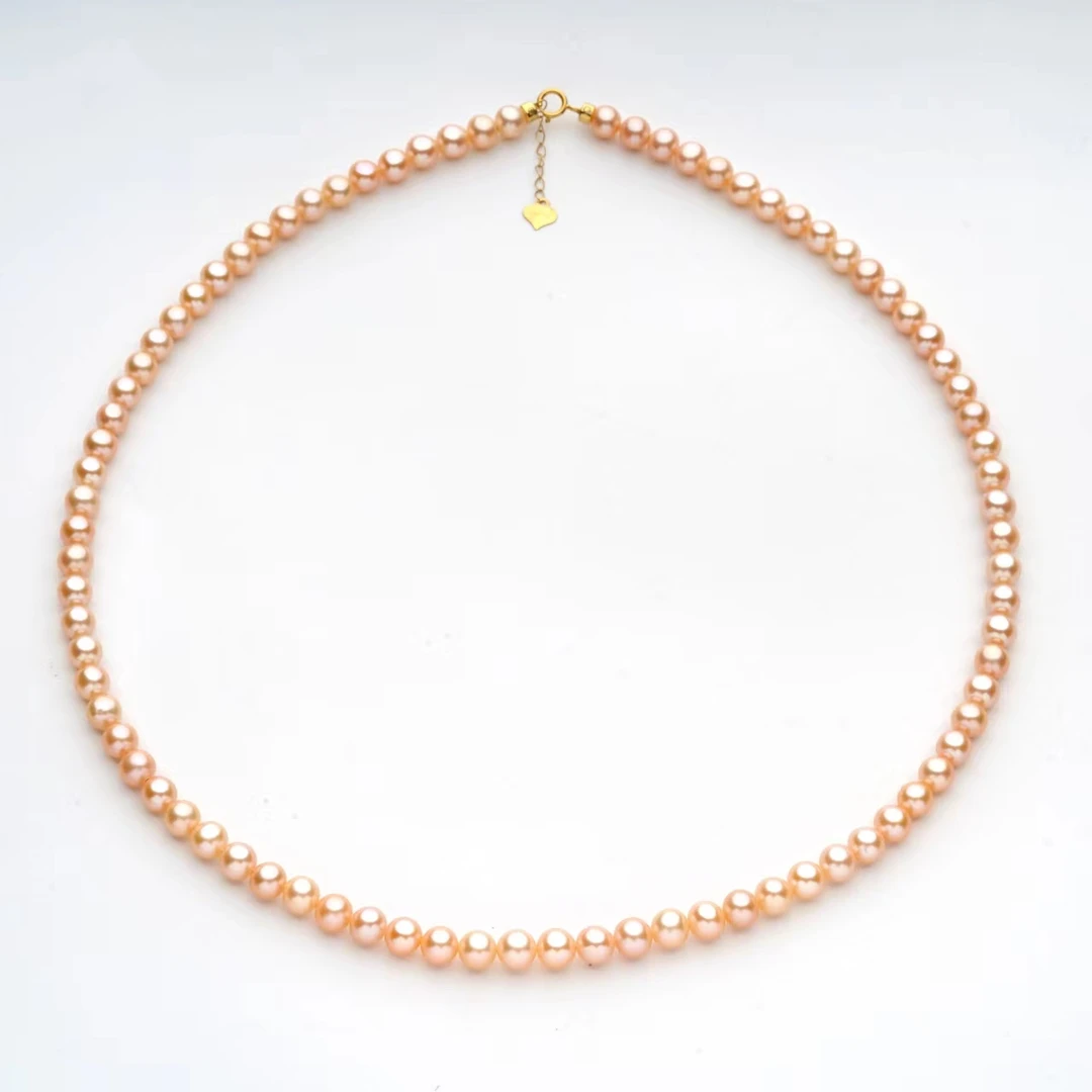 【慢姐甄选】鎏金岁月18K金淡水无核琉璃橘金色5-6mm国货之光项链