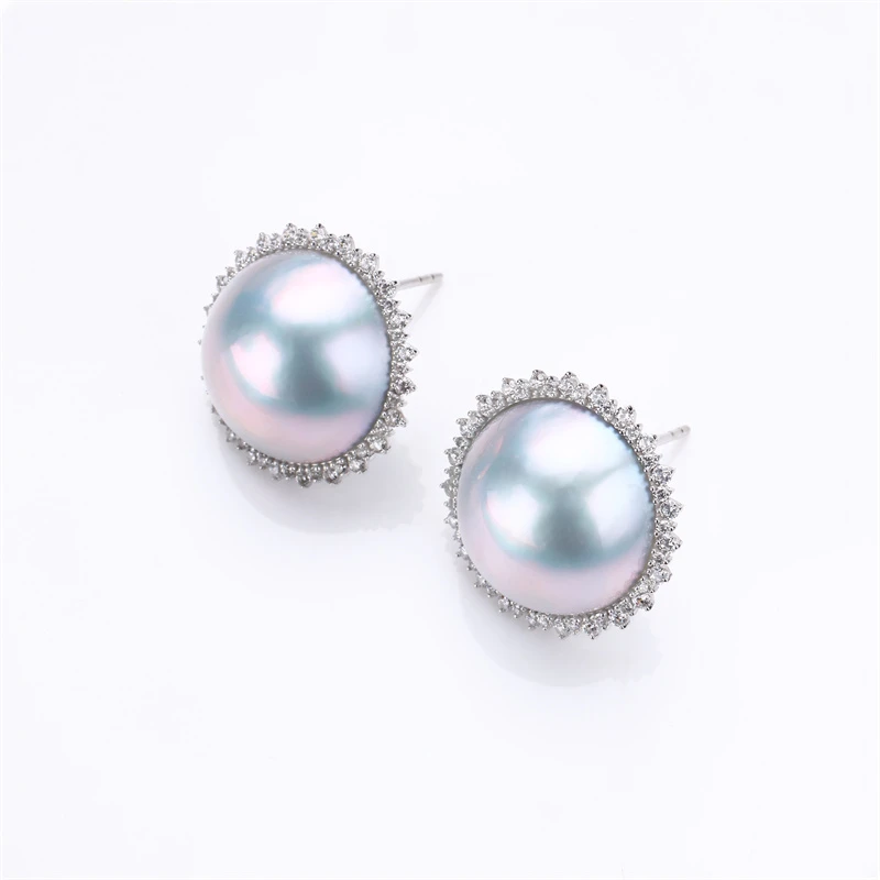 18K金/海水星空蓝马贝耳钉/13-14MM DJB3M30006