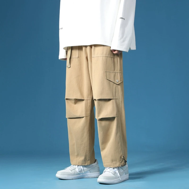 7181-A区9情侣款港风直筒（可收脚）春秋潮流九分日系工装裤休闲裤