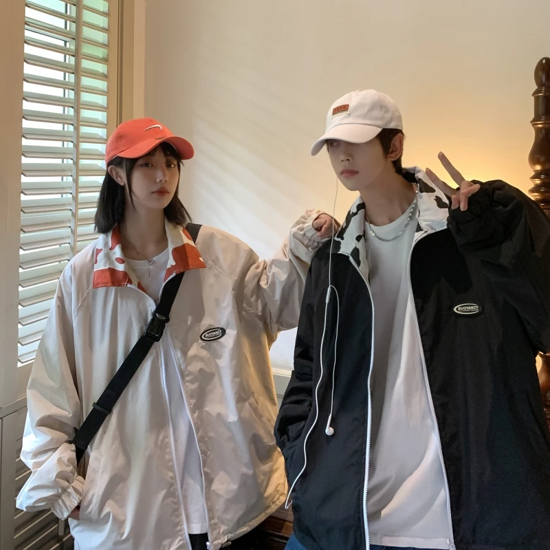 JA08-H区情侣港风宽松版休闲百搭潮流春秋（双面穿）翻领夹克外套