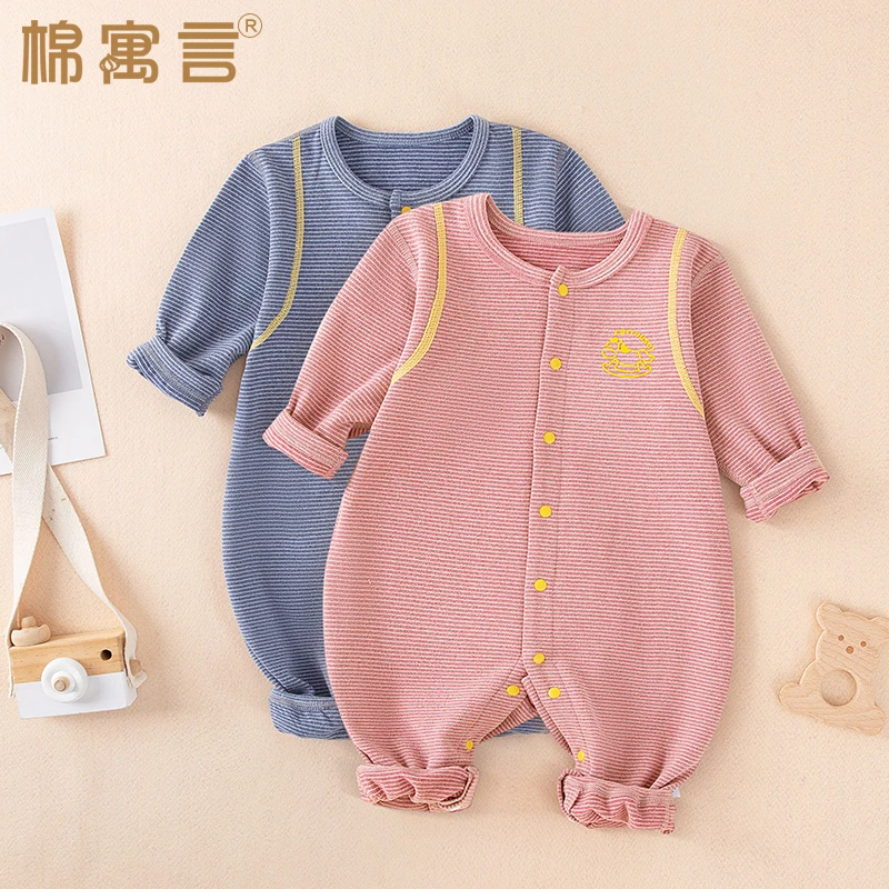 德绒婴儿连体衣秋冬季宝宝哈衣双面磨毛保暖内衣无骨爬服儿童睡衣