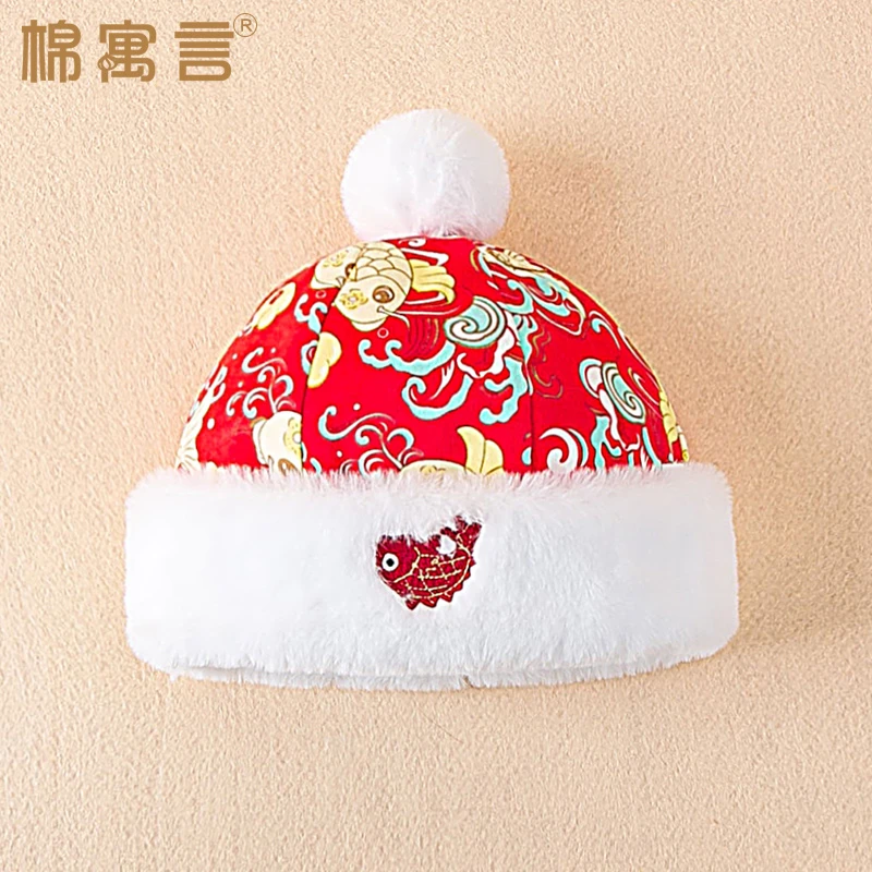 宝宝帽子周岁中国风新年礼服礼帽冬季夹棉保暖棉帽喜庆唐装地主帽