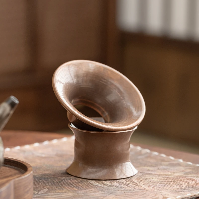 创意新款紫铜漏斗投茶器入茶叶过滤导茶入壶口取茶器茶漏茶道配件