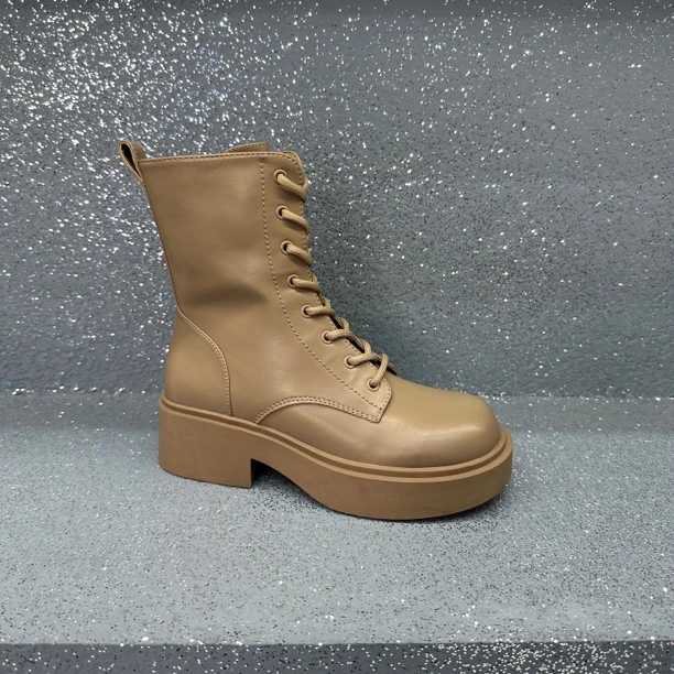 23287-6B 2024秋季新款靴子马丁靴女英伦风黑色单靴女款短筒靴