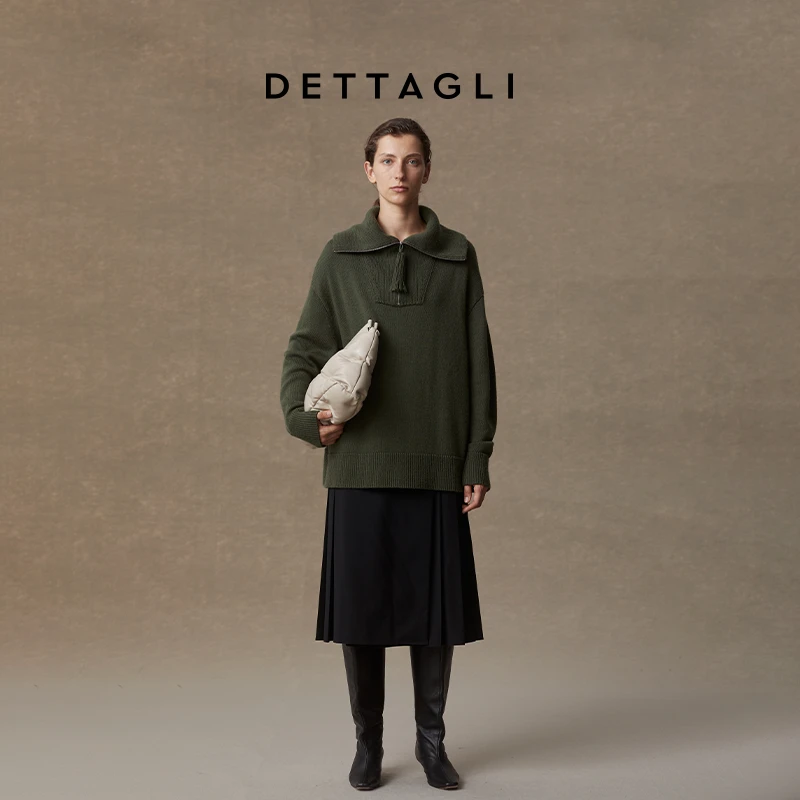 秋冬经典时尚翻领套头针织衫外套女