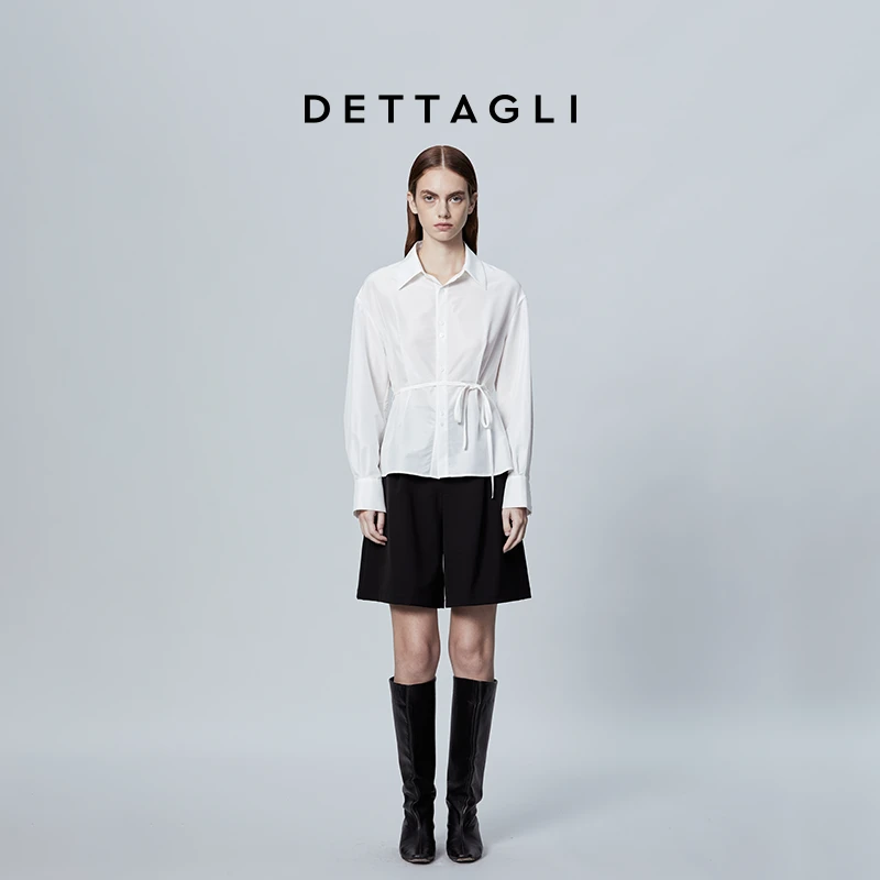 春夏奶油白轻盈薄款小衫丝棉白衬衫女