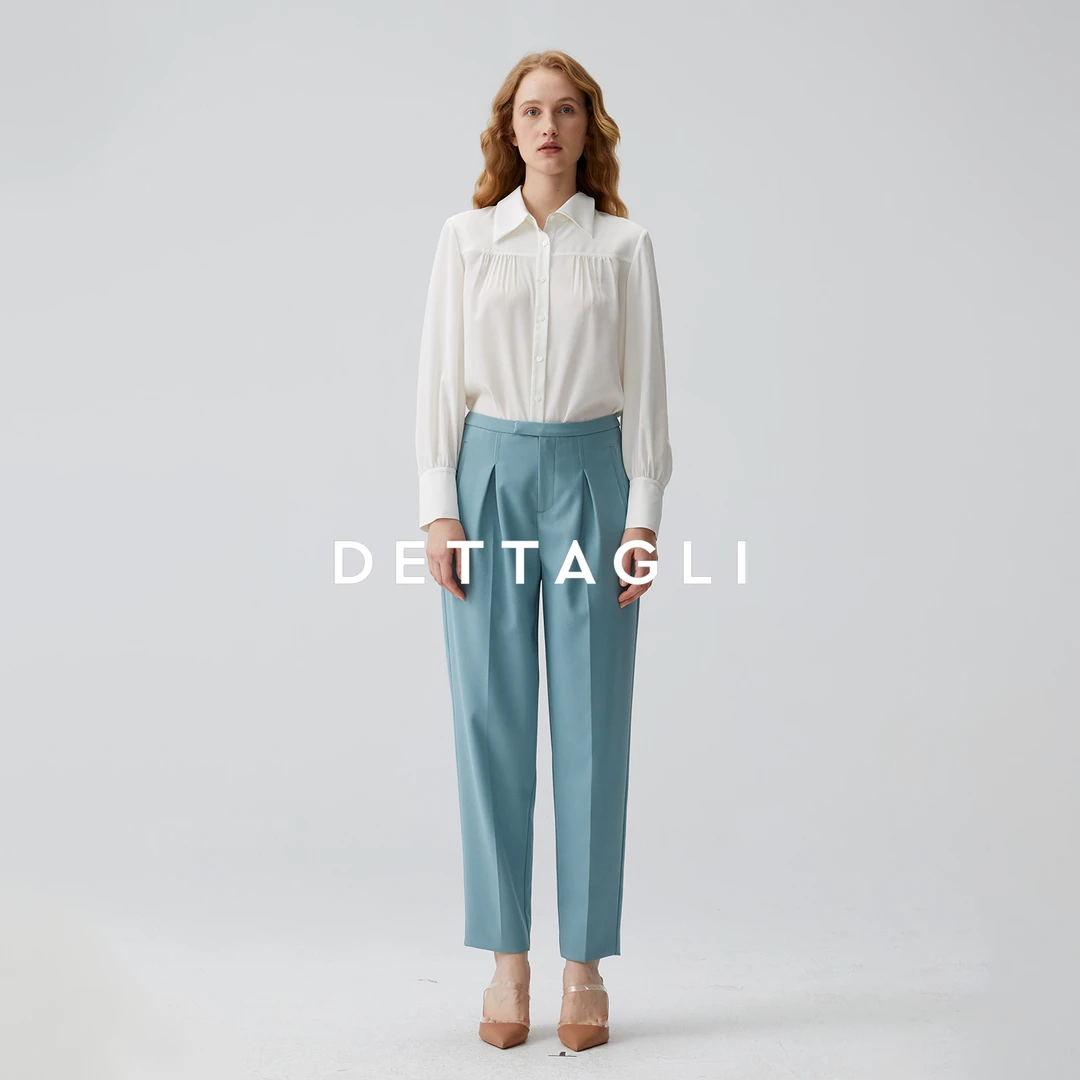 秋冬时尚收腰廓形休闲锥形裤下装女