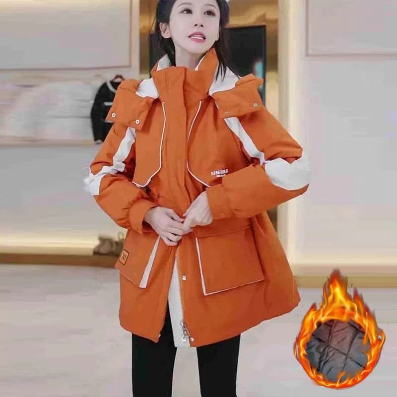 2025秋冬新款女士时尚冲锋衣棉袄小个子收腰高级感派克服保暖外套